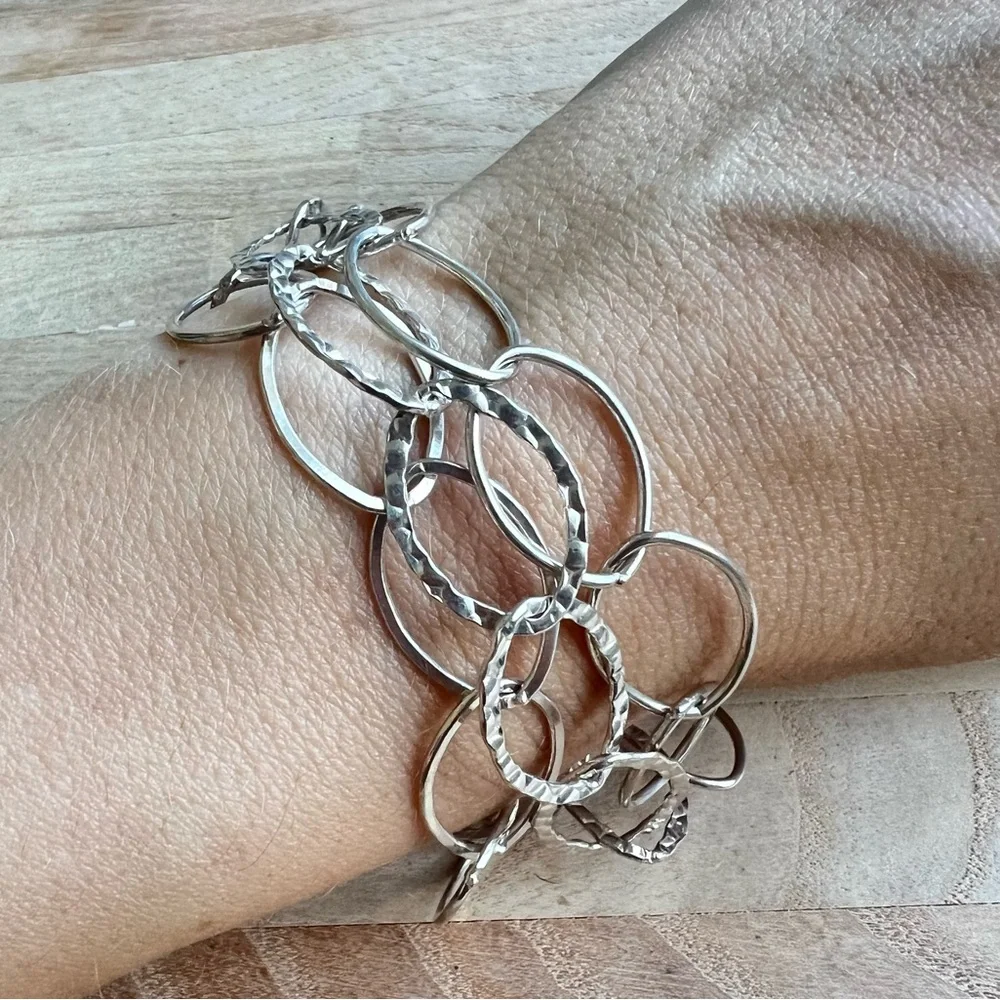 MSCO 925 Sterling silver three strand linked chain bracelet
